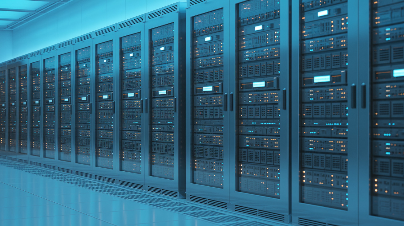 Modern data center with enterprise-grade security infrastructure