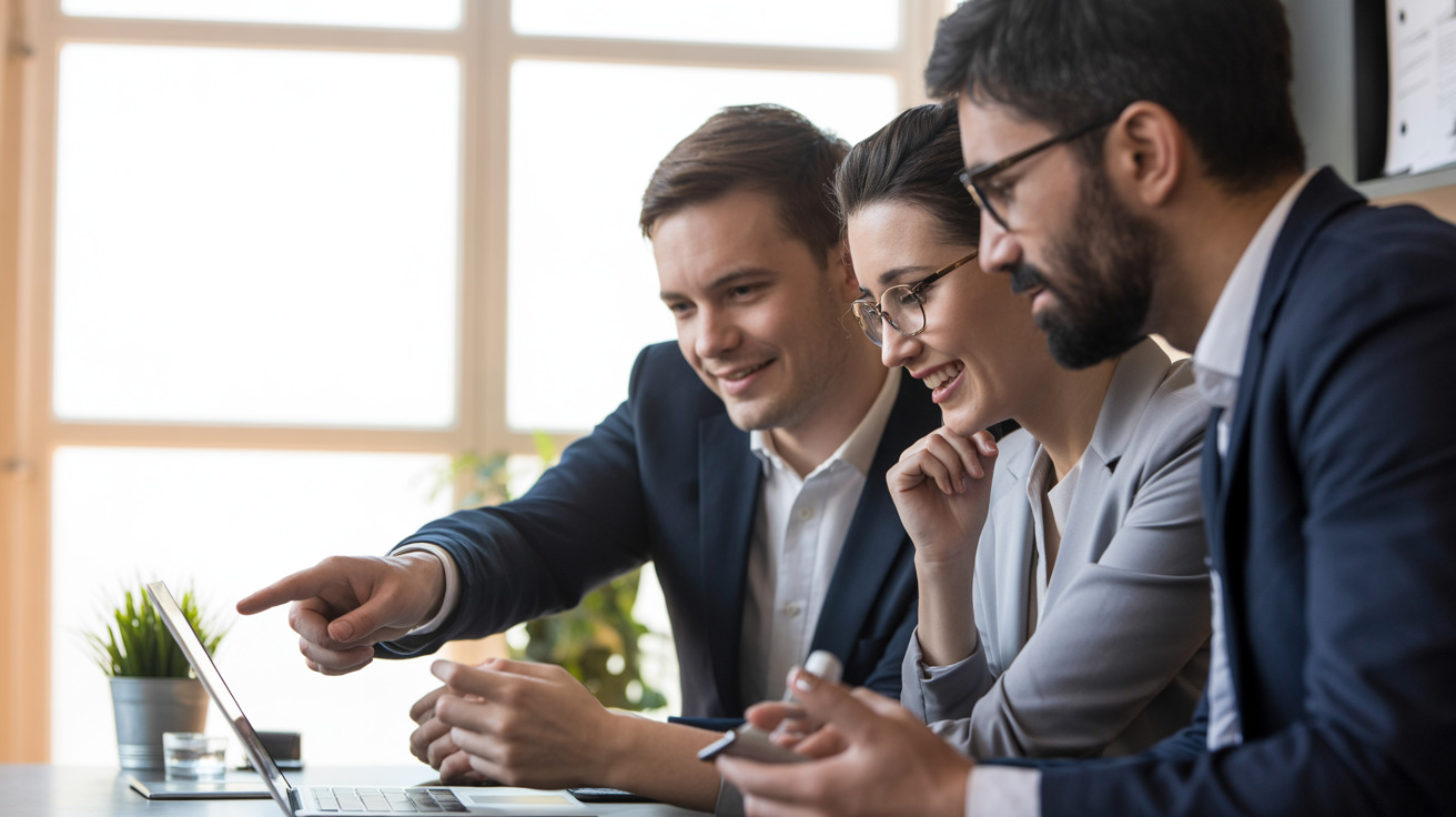 Professional team collaborating during onboarding session